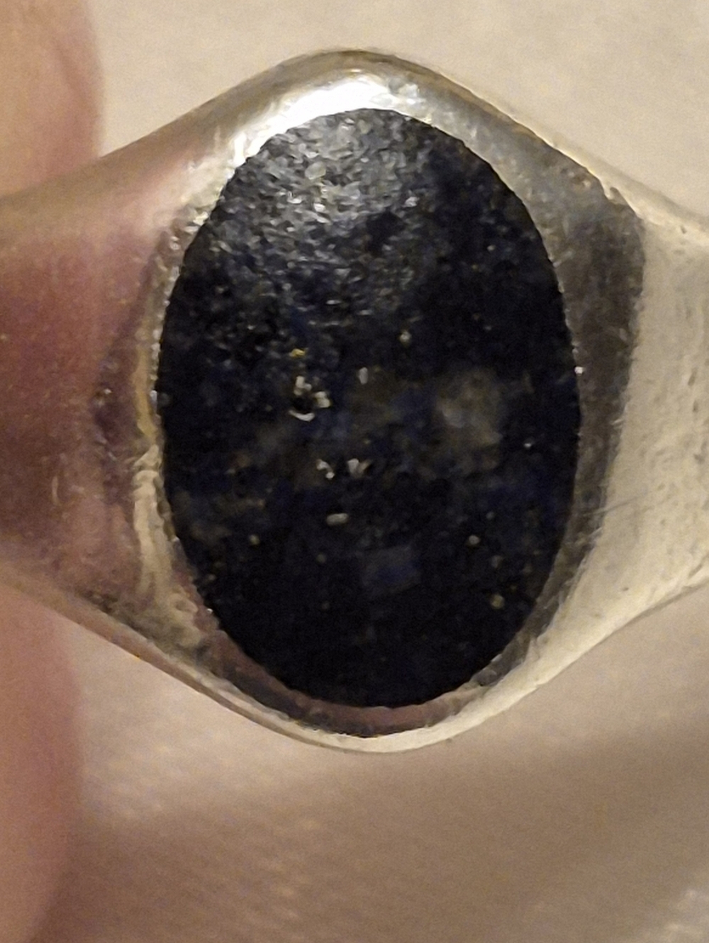 1970's Sterling Silver Lapis Lazule Inlay Ring
